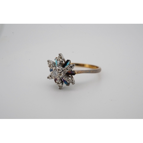 1935 - A Victorian 15ct gold, turquoise and seed pearl set marquise shaped ring, size N, together with an 1... 