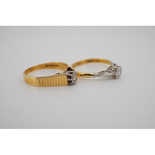 1942 - Two modern 18ct gold and illusion set single stone diamond set rings, sizes M and O, gross weight 6.... 