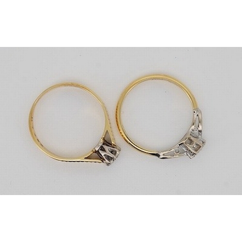 1942 - Two modern 18ct gold and illusion set single stone diamond set rings, sizes M and O, gross weight 6.... 