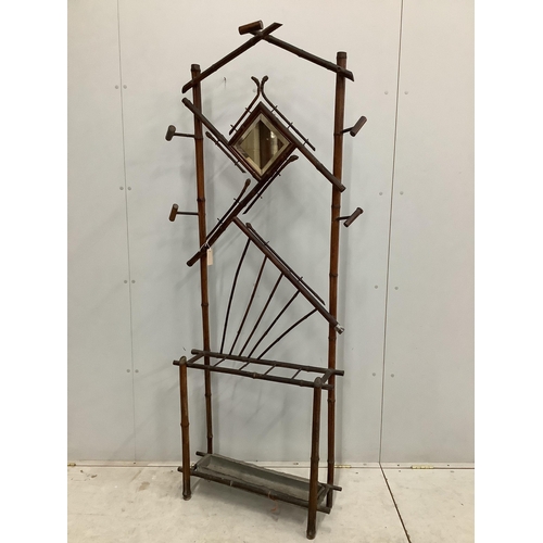 136 - A Victorian bamboo hall stand, width 81cm, height 195cm. Condition - fair