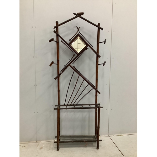 136 - A Victorian bamboo hall stand, width 81cm, height 195cm. Condition - fair