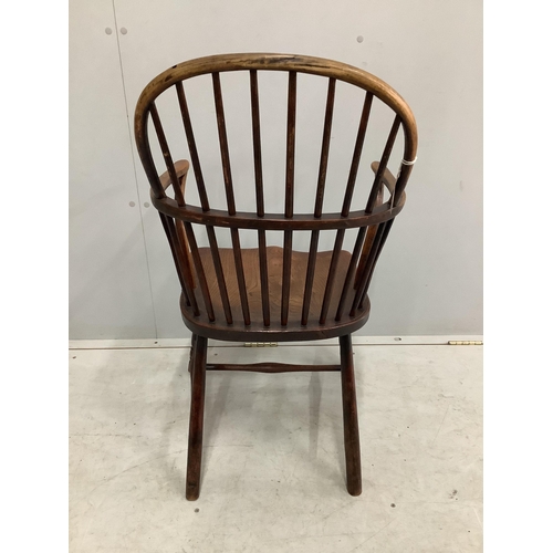 152 - A 19th century Thames Valley elm and beech comb back Windsor elbow chair, width 49cm, depth 41cm, he... 