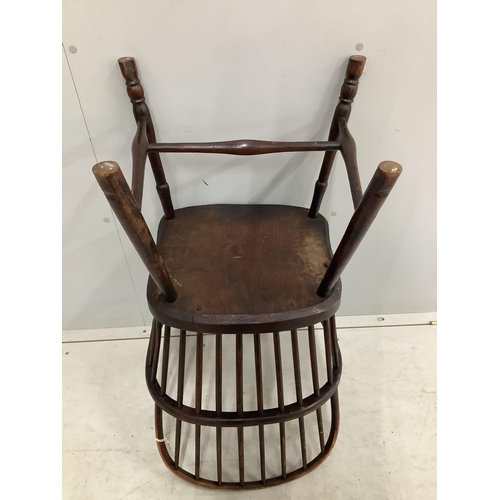 152 - A 19th century Thames Valley elm and beech comb back Windsor elbow chair, width 49cm, depth 41cm, he... 