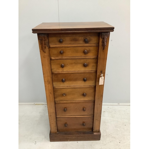 155 - A Victorian walnut Wellington chest, width 54cm, depth 36cm, height 112cm. Condition - fair