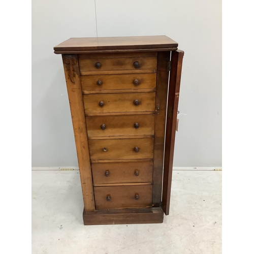 155 - A Victorian walnut Wellington chest, width 54cm, depth 36cm, height 112cm. Condition - fair