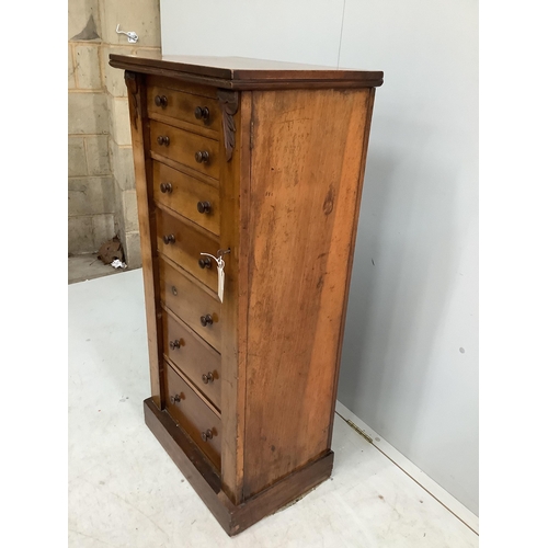 155 - A Victorian walnut Wellington chest, width 54cm, depth 36cm, height 112cm. Condition - fair