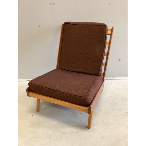 16 - A mid century Robin Day slat chair, width 53cm, depth 55cm, height 71cm. Condition - fair to good... 