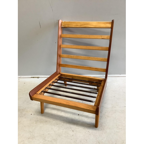 16 - A mid century Robin Day slat chair, width 53cm, depth 55cm, height 71cm. Condition - fair to good... 