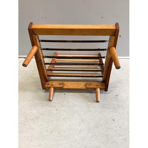 16 - A mid century Robin Day slat chair, width 53cm, depth 55cm, height 71cm. Condition - fair to good... 