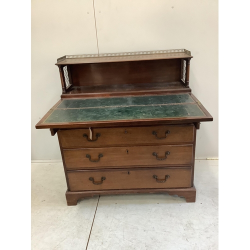 165 - A George III style mahogany secretaire chest, width 93cm, depth 48cm, height 104cm. Condition - fair... 