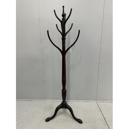 181 - A George III style mahogany coat stand, height 182cm. Condition - fair