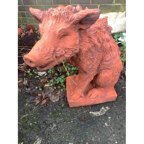 185 - A pair of terracotta boars. Condition