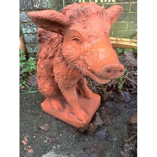 185 - A pair of terracotta boars. Condition