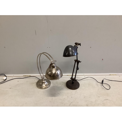 33 - Two Contemporary metal adjustable reading lamps. Condition - good