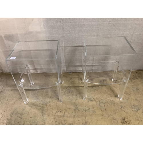 34 - Philippe starck for Kartell, a pair of small ghostbuster crystal  acrylic bedside tables, width 40... 