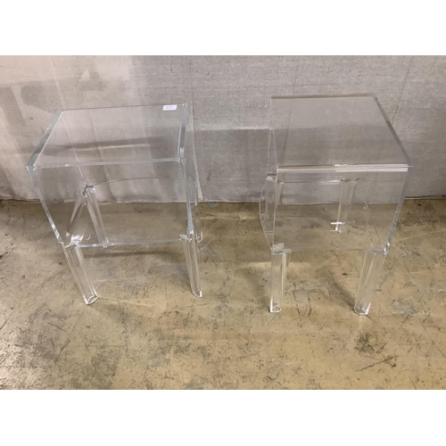 34 - Philippe starck for Kartell, a pair of small ghostbuster crystal  acrylic bedside tables, width 40... 