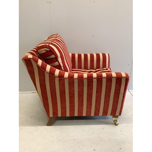 35 - A Contemporary club armchair upholstered in Colefax & Fowler striped fabric, width 88cm, depth 89cm,... 