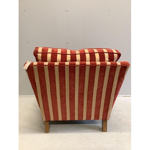 35 - A Contemporary club armchair upholstered in Colefax & Fowler striped fabric, width 88cm, depth 89cm,... 