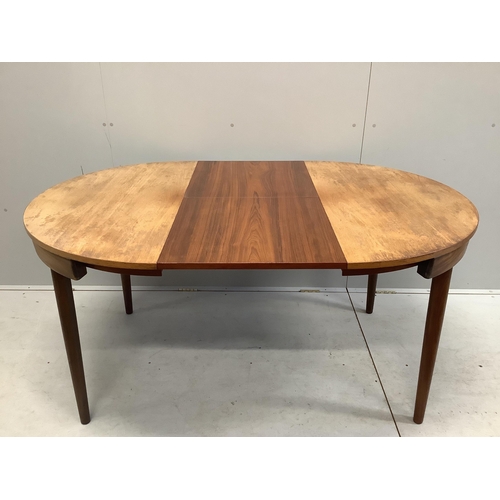 38 - Hans Olsen for Frem Rojle, a mid century Danish teak 'Roundette' dining table, 156cm extended, depth... 