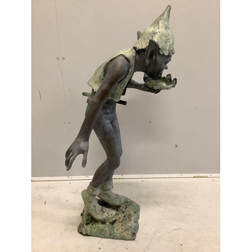 50 - In the Manner of David Goode, a bronze garden sprite fountain, height 116cm. Condition - fair