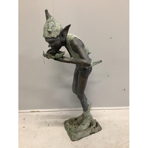 50 - In the Manner of David Goode, a bronze garden sprite fountain, height 116cm. Condition - fair