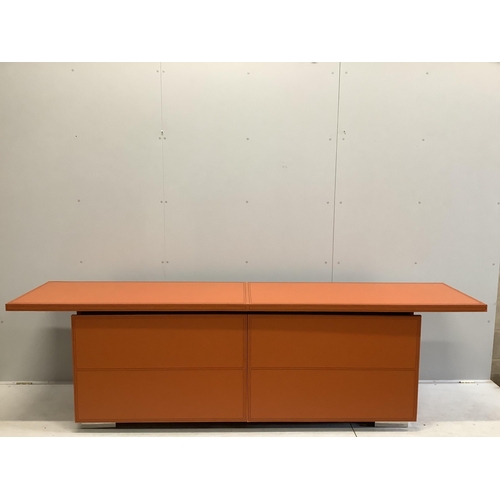 52 - A Contemporary tan leather Red Bull sideboard, width 270cm, depth 57cm, height 78cm. Condition - f... 