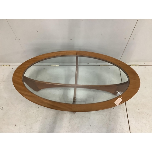 8 - A G Plan Astro coffee table, width 122cm, depth 66cm, height 41cm. Condition - fair, one timber join... 