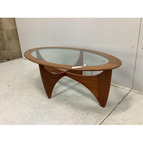 8 - A G Plan Astro coffee table, width 122cm, depth 66cm, height 41cm. Condition - fair, one timber join... 