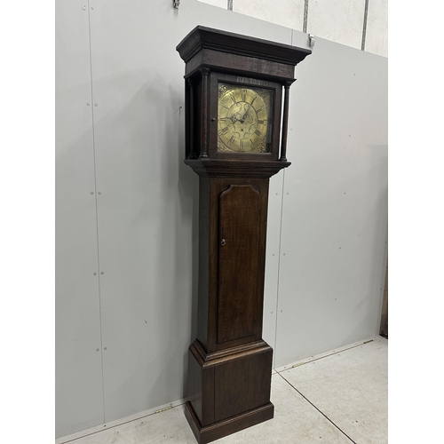 1001 - A mid 18th century oak 30 hour longcase clock, the square brass dial marked Lawrie, Carlisle, height... 