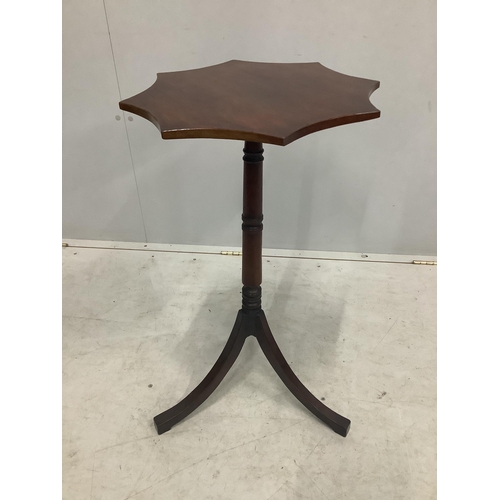 1013 - A pair of Regency style mahogany tripod wine tables, width 43cm, height 74cm. Condition - fair to go... 