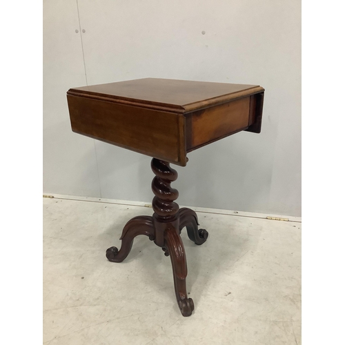 1022 - A Victorian mahogany drop flap side table, width 63cm, extended, depth 53cm, height 73cm. Condition ... 