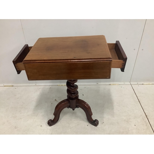 1022 - A Victorian mahogany drop flap side table, width 63cm, extended, depth 53cm, height 73cm. Condition ... 