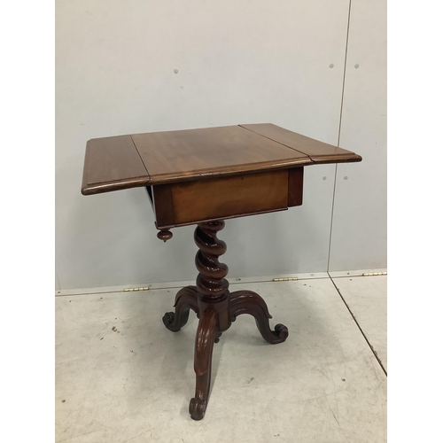 1022 - A Victorian mahogany drop flap side table, width 63cm, extended, depth 53cm, height 73cm. Condition ... 