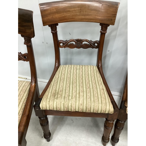 1024 - Five William IV mahogany dining chairs and an early 20th century beech bentwood cane seat child's ch... 