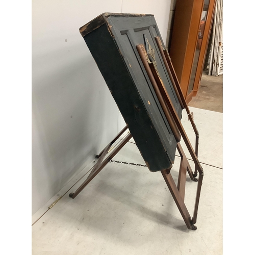 1026 - A Victorian brass mounted portfolio stand by Slade Bros. London, width 86cm. Condition - poor to fai... 