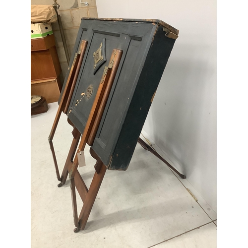 1026 - A Victorian brass mounted portfolio stand by Slade Bros. London, width 86cm. Condition - poor to fai... 