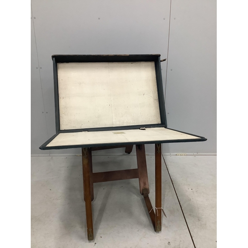 1026 - A Victorian brass mounted portfolio stand by Slade Bros. London, width 86cm. Condition - poor to fai... 