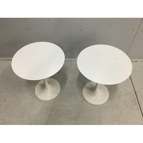 1034 - A pair of circular Arkana Tulip occasional tables, diameter 44cm, height 51cm together with a simila... 