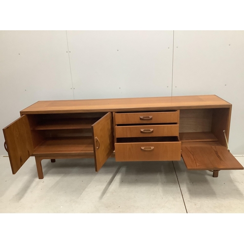 1036 - A mid century G Plan Sierra teak sideboard, width 205cm, depth 45cm, height 80cm. Condition - fair t... 