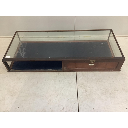 1041 - Two late 19th / early 20th century mahogany table top display cases, larger width 151cm, depth 61cm,... 