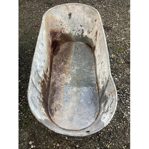 1091 - A vintage galvanised bath, width 126cm, depth 52cm, height 40cm. Condition - fair