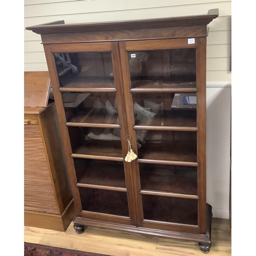 1095 - A 20th century Victorian style Anglo Indian rosewood bookcase, width 127cm, depth 44cm, height 186cm... 