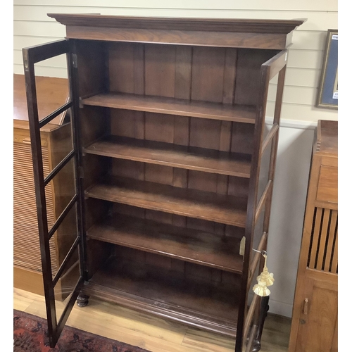 1095 - A 20th century Victorian style Anglo Indian rosewood bookcase, width 127cm, depth 44cm, height 186cm... 