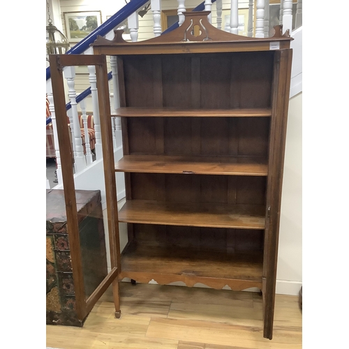 1104 - A late 19th century Anglo Indian teak display cabinet, width 91cm, depth 37cm, height 158cm. Conditi... 