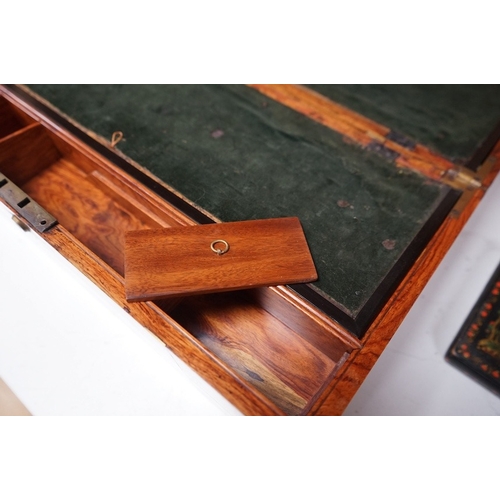 1625 - A late 19th century Anglo-Indian brass bound rosewood writing slope, 48cm wide. Condition - fair... 