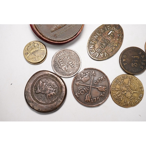 1678 - British coins and commemorative medals, a group, including James II Irish gun money shilling, Nov. 1... 