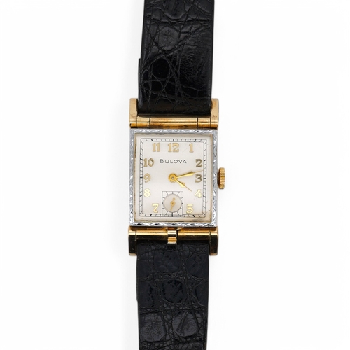 1902 - A gentleman's 10k gold filled Bulova manual wind wrist watch, with Arabic dial and subsidiary second... 