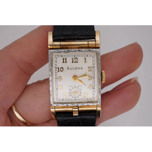 1902 - A gentleman's 10k gold filled Bulova manual wind wrist watch, with Arabic dial and subsidiary second... 