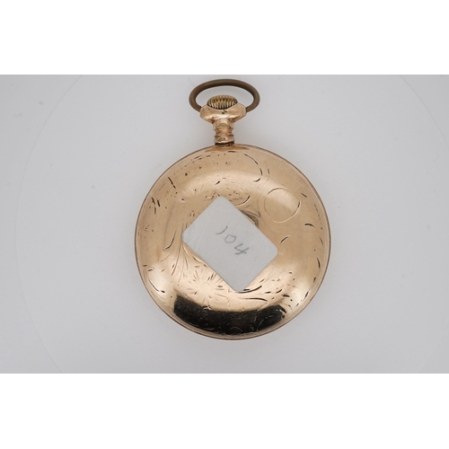 1906 - An American gold plated L.H. Doll, Calgery, N.W.J. open faced keyless pocket watch, with Arabic dial... 