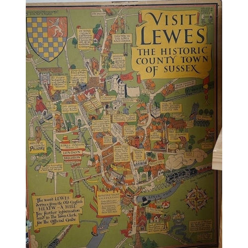 400 - A 1930's Visit Lewes, The Historic County Town of Sussex poster, 79cm high. Condition - fair... 